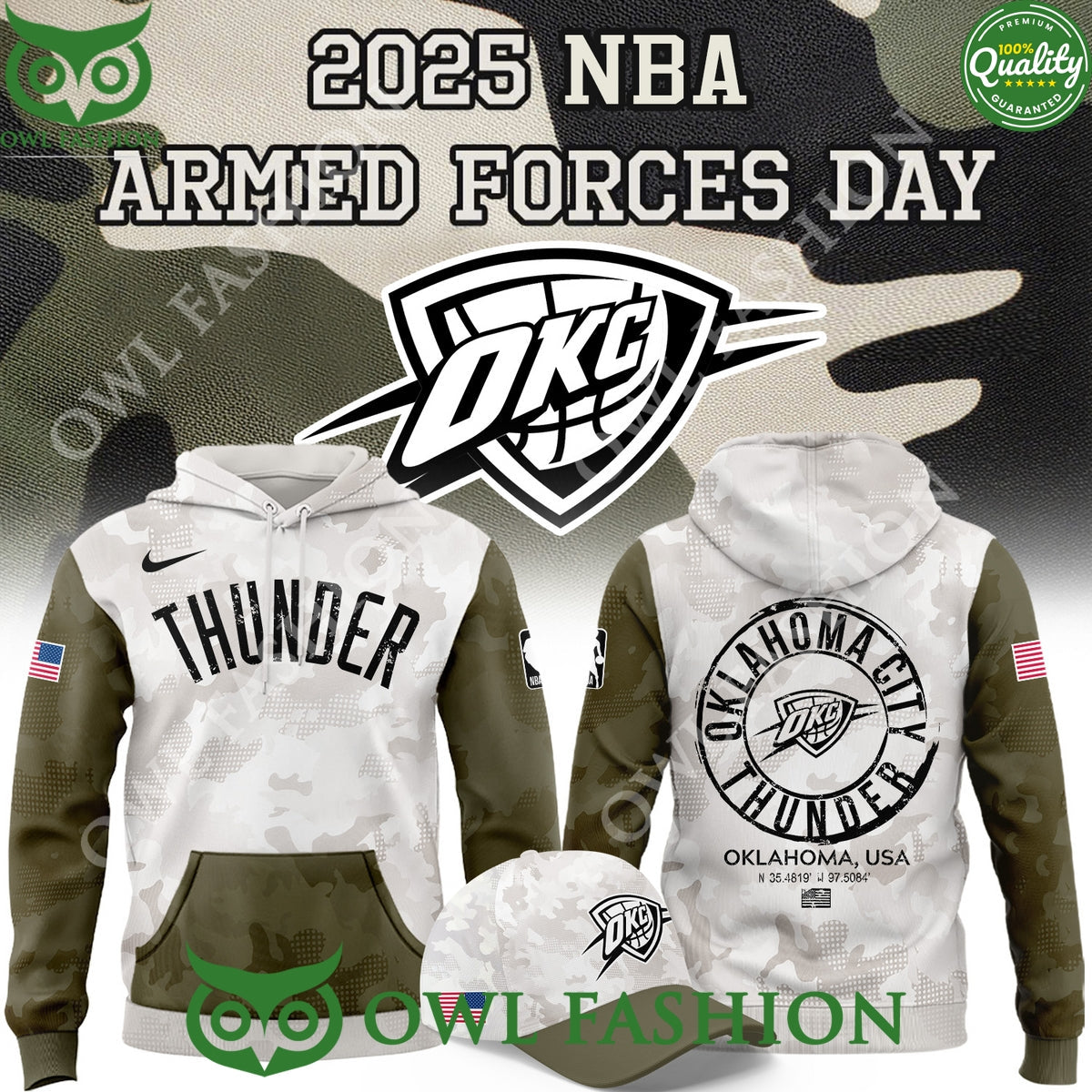 NBA 2025 Armed Forces Day Oklahoma City Thunders - Adult & Kids T-Shirts, Sweatshirts & Hoodies apparel design preview 1