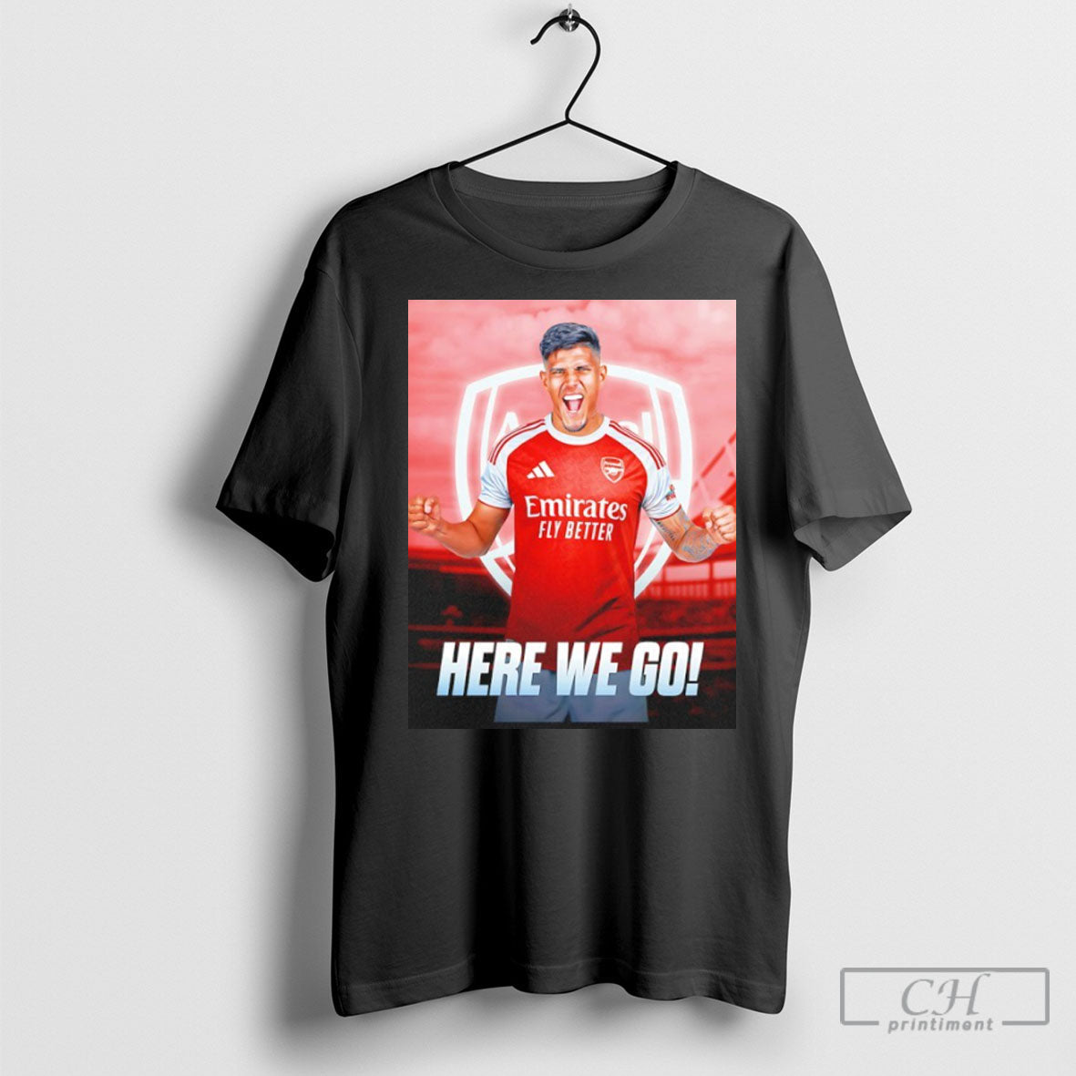 Piero Hincapie To Arsenal Here We Go - Adult & Kids T-Shirts, Sweatshirts & Hoodies apparel design preview 1