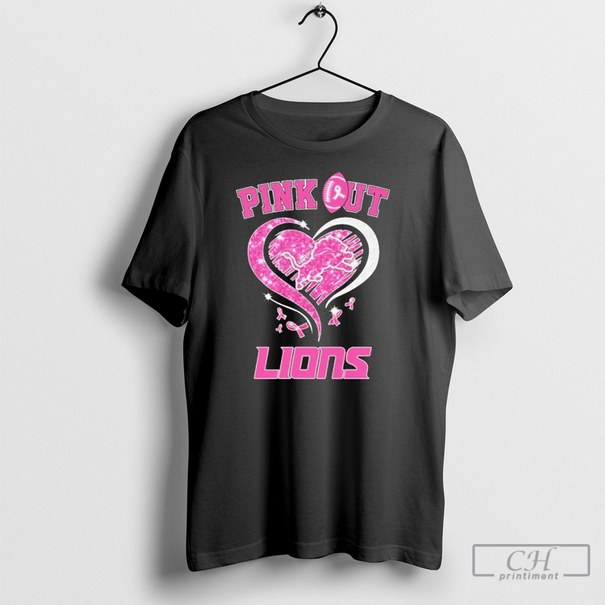 Pink Out Heart Logo Lions - Adult & Kids T-Shirts, Sweatshirts & Hoodies apparel design preview 1