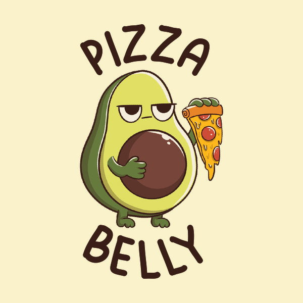 Pizza Belly Funny Avocado - Adult & Kids T-Shirts, Sweatshirts & Hoodies apparel design preview 1
