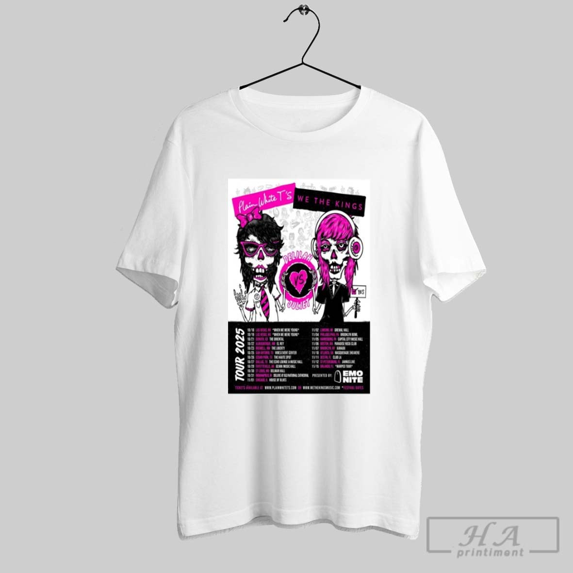 Plain White Ts We The Kings Delilah Vs Juliet Tour - Adult & Kids T-Shirts, Sweatshirts & Hoodies apparel design preview 1