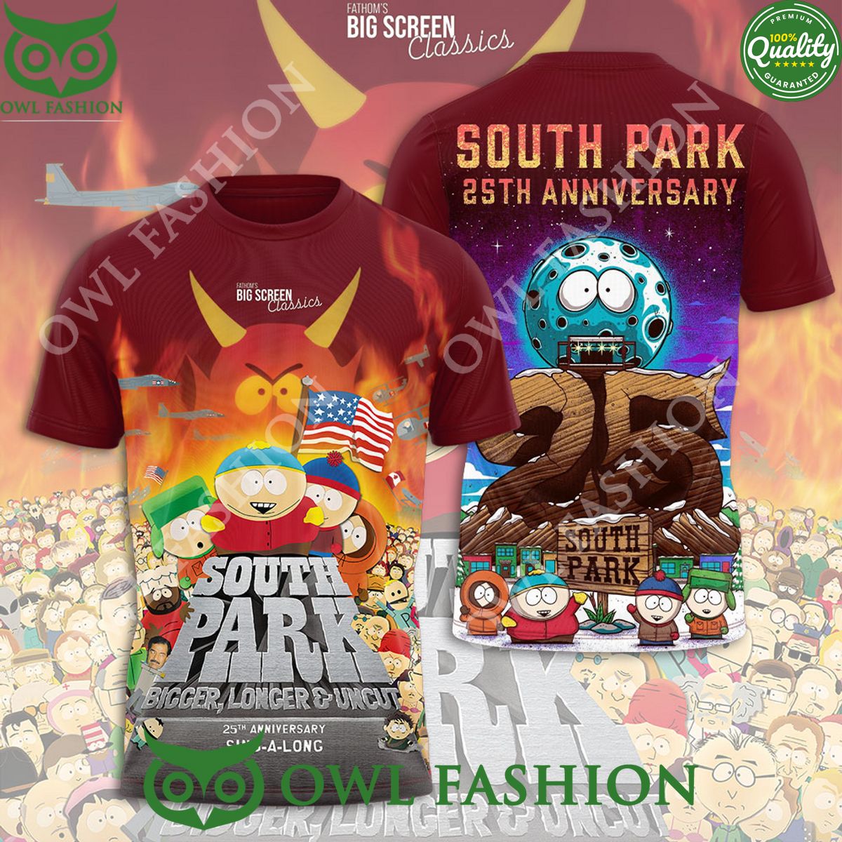 The South Park 25th Anniversary Red 3D - Adult & Kids T-Shirts, Sweatshirts & Hoodies apparel design preview 1