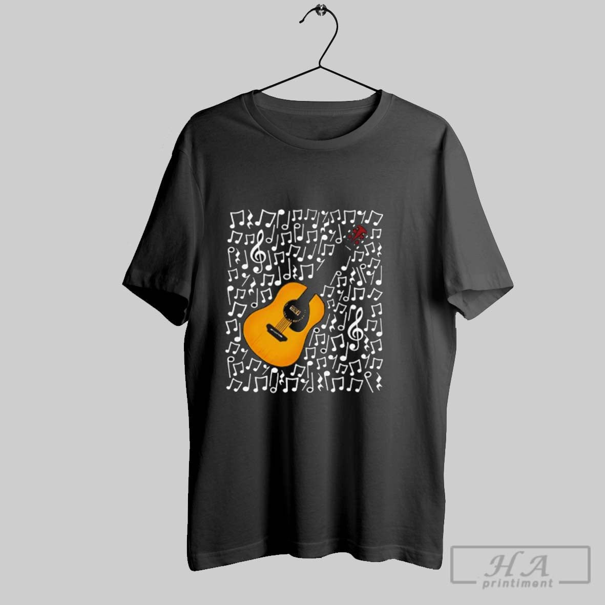Premium Acoustic Guitar Musical Notes Guitarist Music - Adult & Kids T-Shirts, Sweatshirts & Hoodies apparel design preview 1