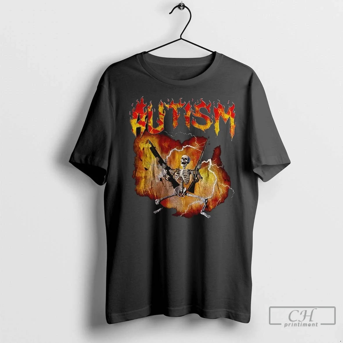 Premium Autistic Funny Skeleton Edgy Meme Graphic - Adult & Kids T-Shirts, Sweatshirts & Hoodies apparel design preview 1