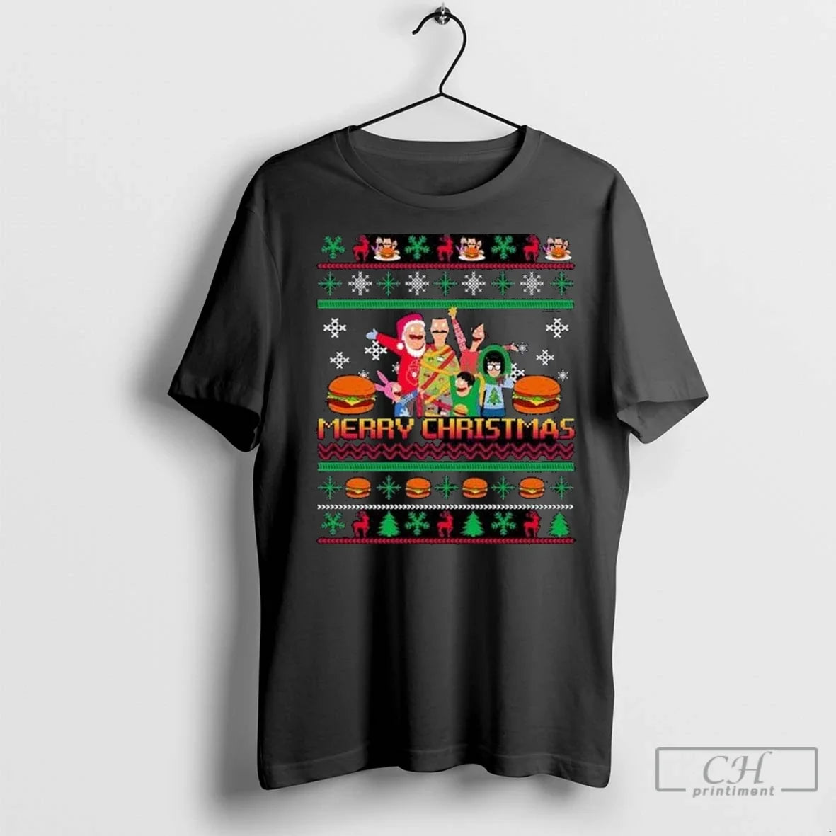 Premium Bobs Burgers Family Elf Ugly Christmas 2025 - Adult & Kids T-Shirts, Sweatshirts & Hoodies apparel design preview 1