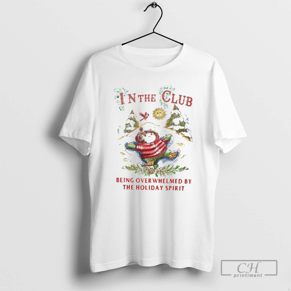 Premium Cat In The Club Being Overwhelmed By Holiday - Adult & Kids T-Shirts, Sweatshirts & Hoodies apparel design preview 1
