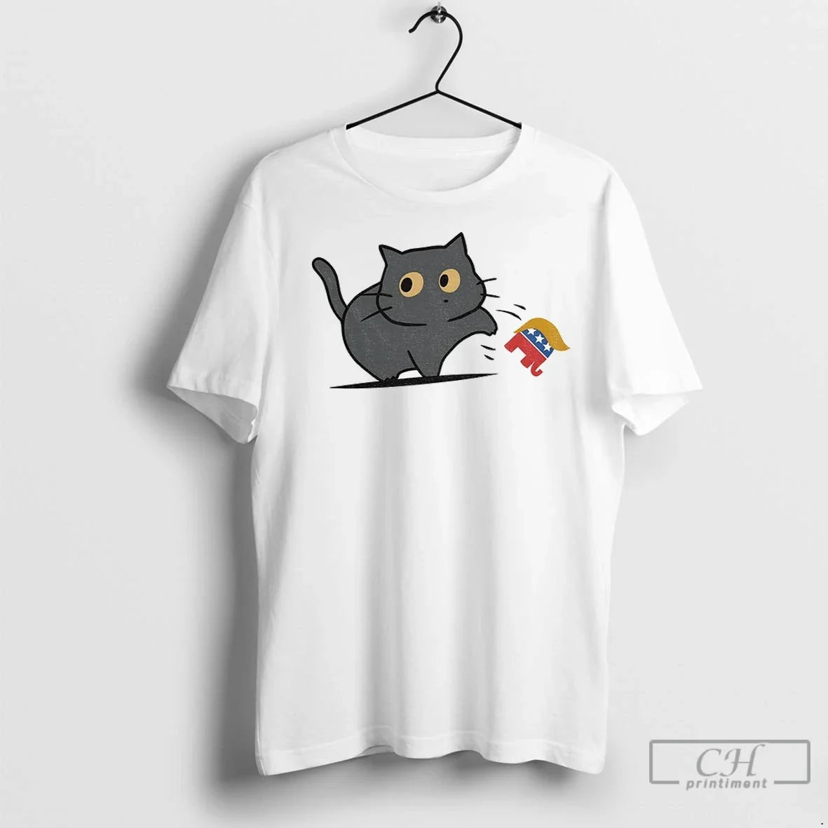 Premium Cat Knocking Donald Trump Elephant Republican - Adult & Kids T-Shirts, Sweatshirts & Hoodies apparel design preview 1
