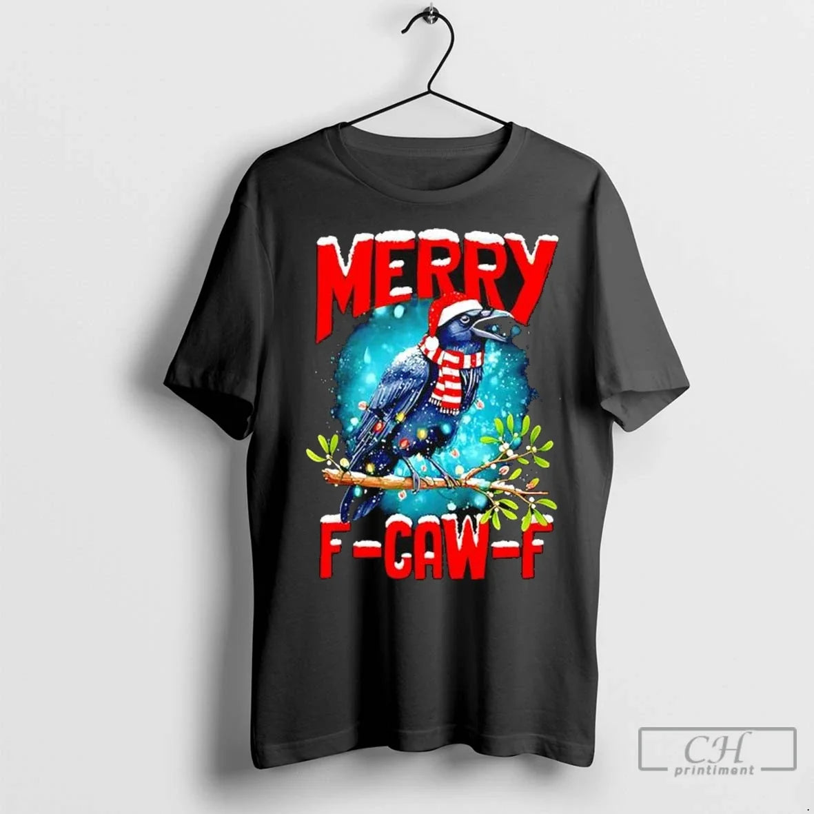 Premium Christmas Xmas Vibes Crow Holiday Spirits - Adult & Kids T-Shirts, Sweatshirts & Hoodies apparel design preview 1