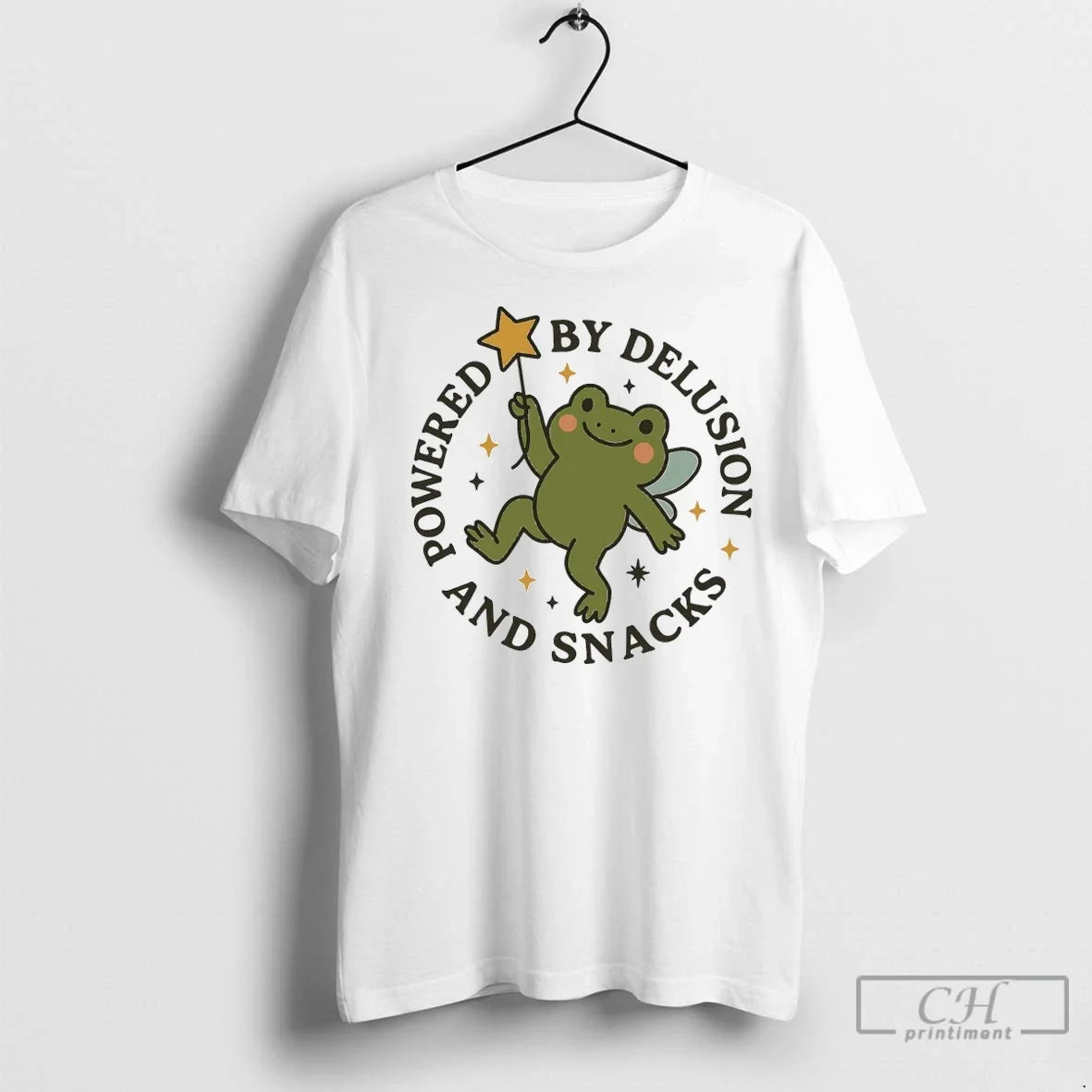 Premium Frog Powered And Snacks By Delusion - Adult & Kids T-Shirts, Sweatshirts & Hoodies apparel design preview 1