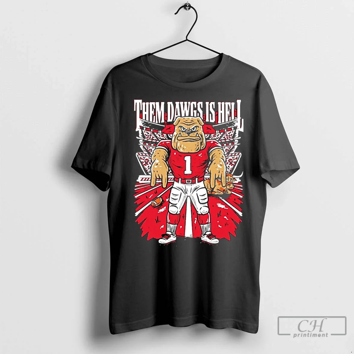 Premium Georgia Bulldogs Horns Down Them Dawgs Is - Adult & Kids T-Shirts, Sweatshirts & Hoodies apparel design preview 1