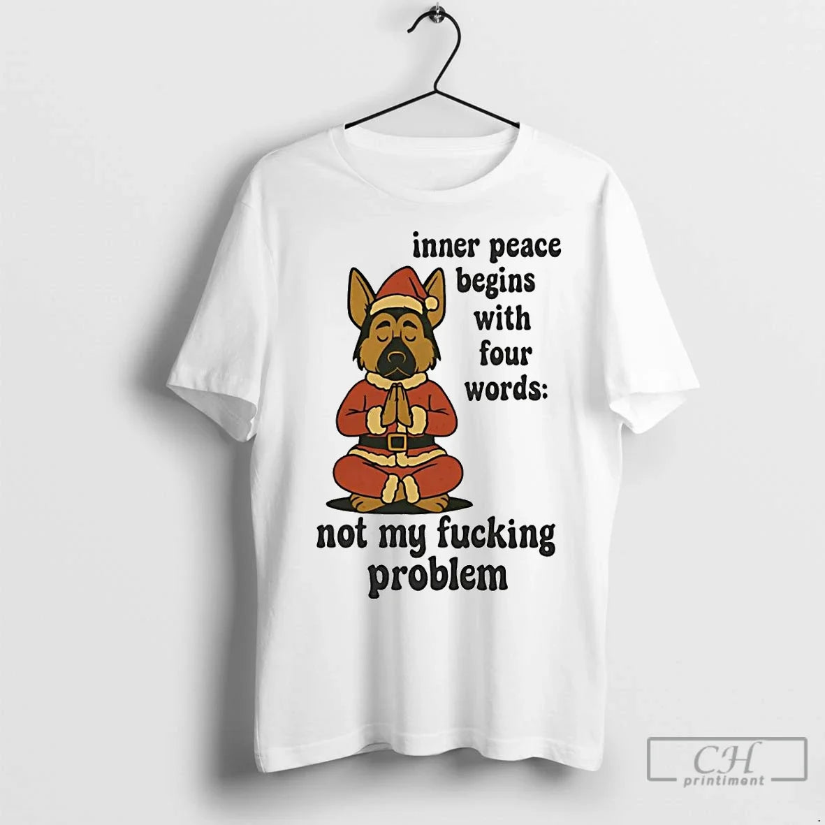 Premium German Shepherd Inner Peace Begins With Four - Adult & Kids T-Shirts, Sweatshirts & Hoodies apparel design preview 1