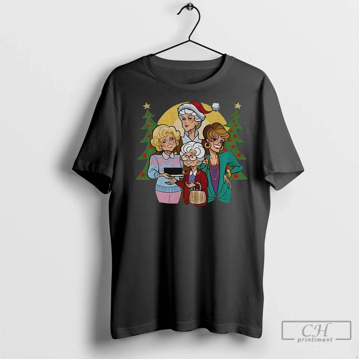 Premium Golden Girls Cartoon Merry Christmas - Adult & Kids T-Shirts, Sweatshirts & Hoodies apparel design preview 1