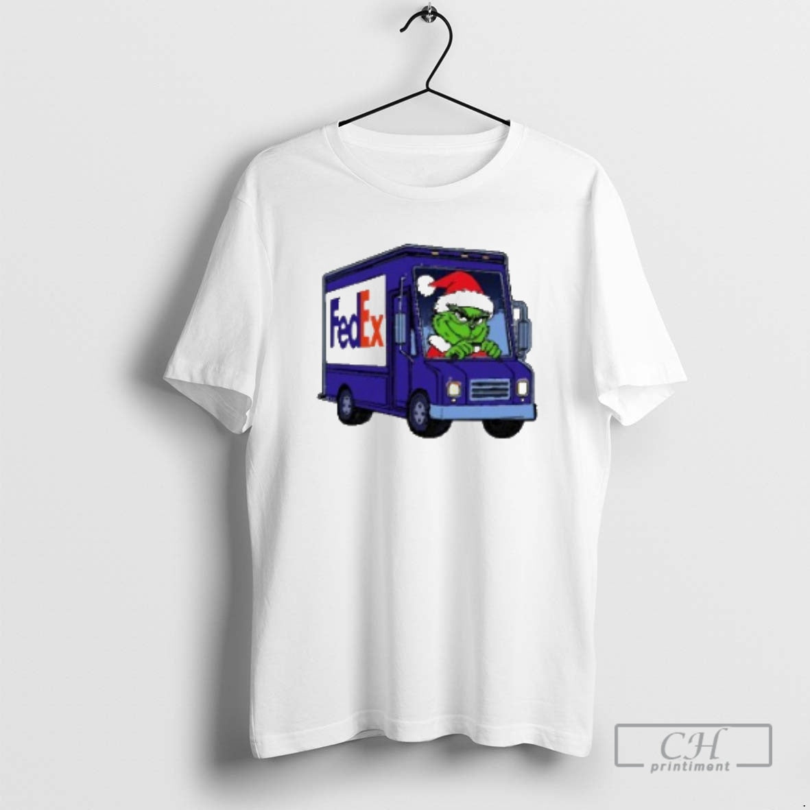 Premium Grinch Santa Drive Truck Fedex Merry - Adult & Kids T-Shirts, Sweatshirts & Hoodies apparel design preview 1