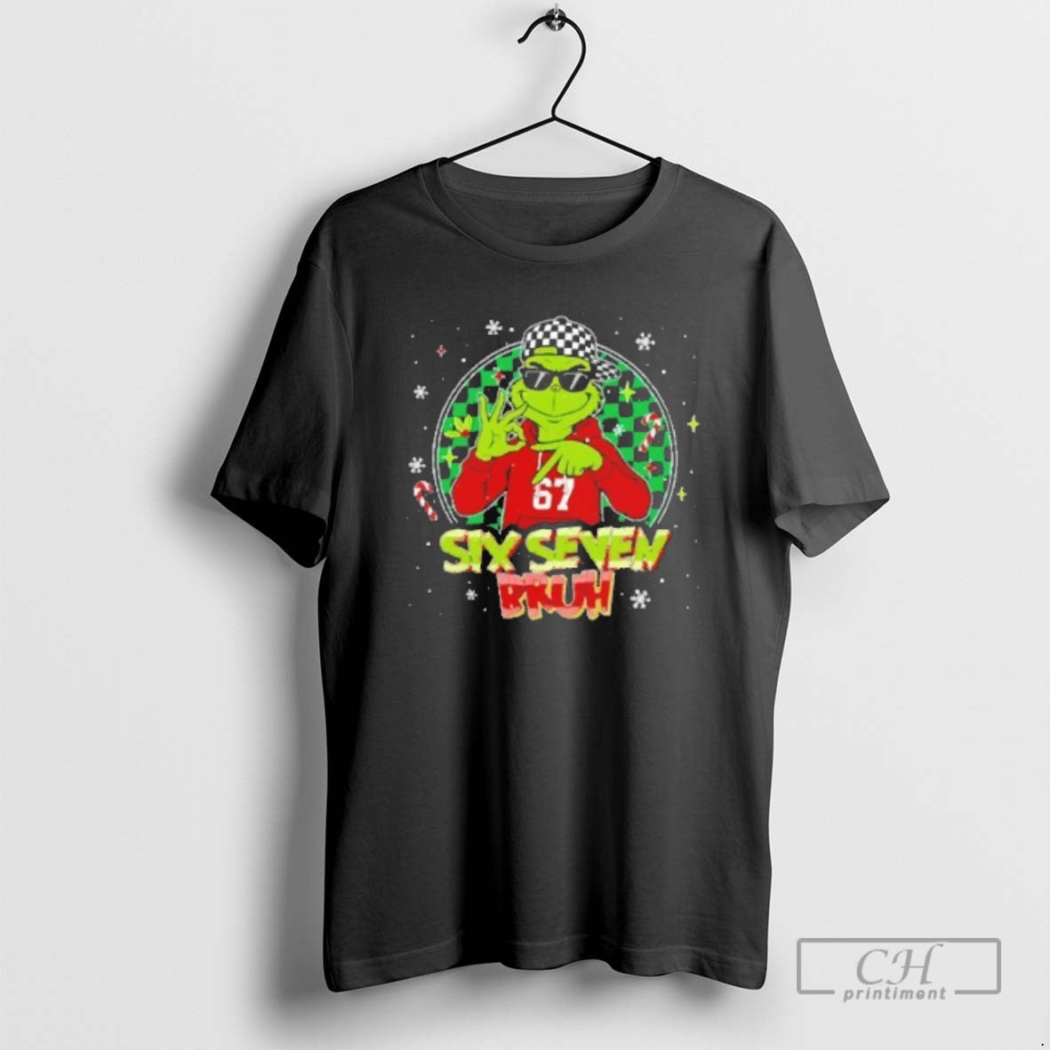 Premium Grinch Six Seven Bruh Christmas Meme Sweater - Adult & Kids T-Shirts, Sweatshirts & Hoodies apparel design preview 1