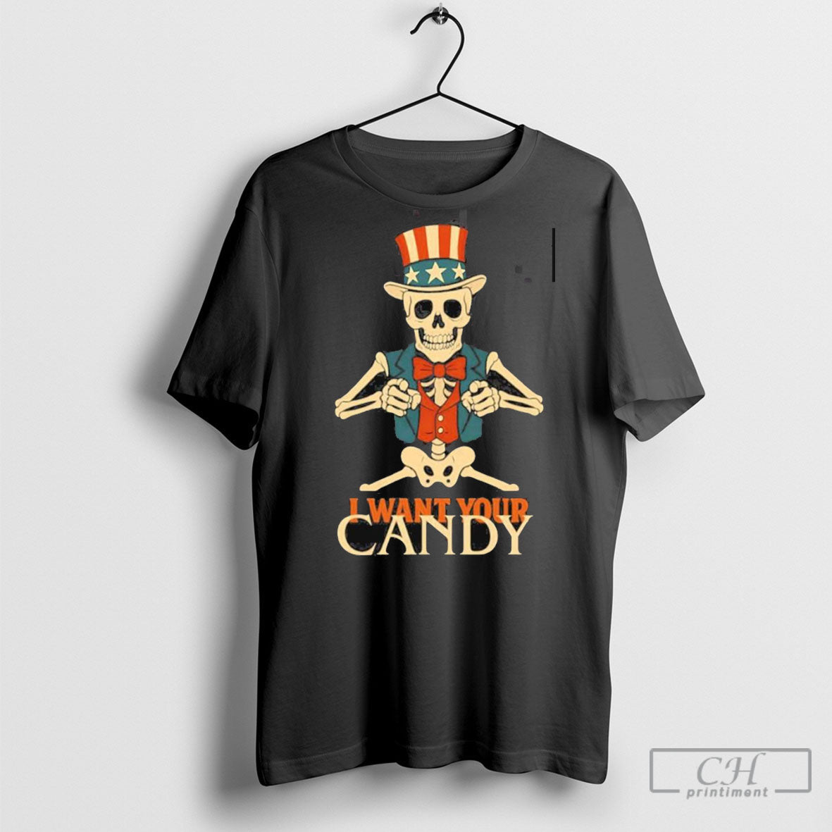 Premium I Want Your Candy Uncle Sam Skeleton - Adult & Kids T-Shirts, Sweatshirts & Hoodies apparel design preview 1