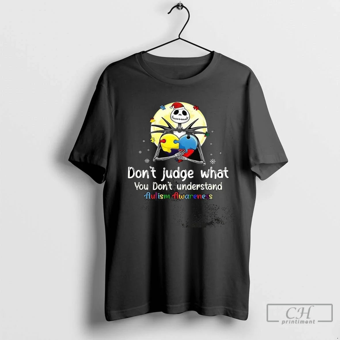 Premium Jack Skellington Autism Awarenes Dont Judge - Adult & Kids T-Shirts, Sweatshirts & Hoodies apparel design preview 1