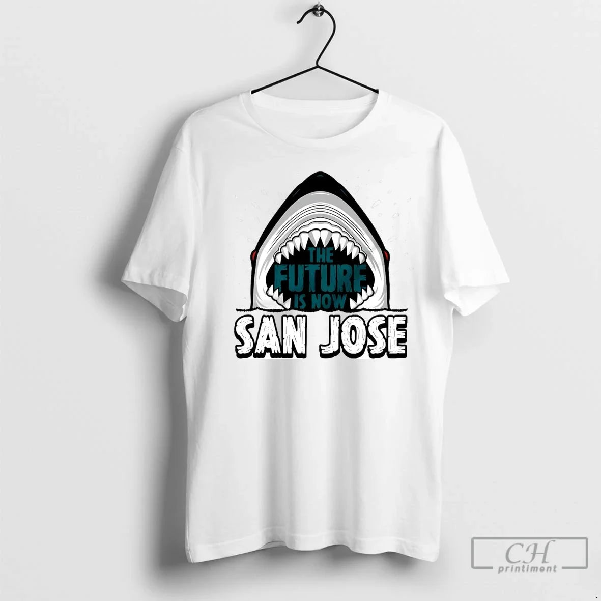 Premium Jaws The Future Is Now San Jose Sharks - Adult & Kids T-Shirts, Sweatshirts & Hoodies apparel design preview 1