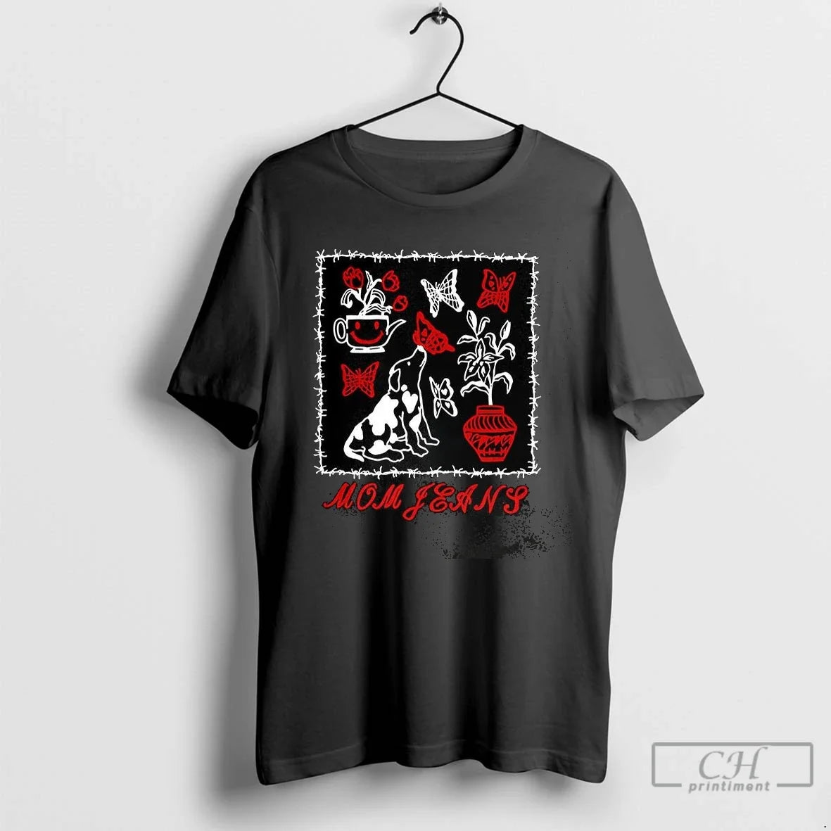 Premium Mom Jeans Butterfly Puppy - Adult & Kids T-Shirts, Sweatshirts & Hoodies apparel design preview 1