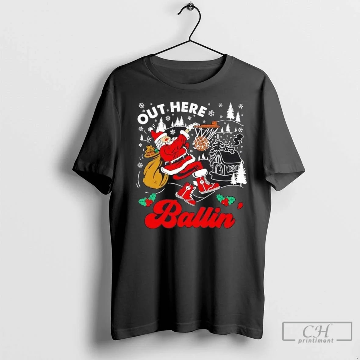 Premium Out Here Ballin Santa Christmas - Adult & Kids T-Shirts, Sweatshirts & Hoodies apparel design preview 1