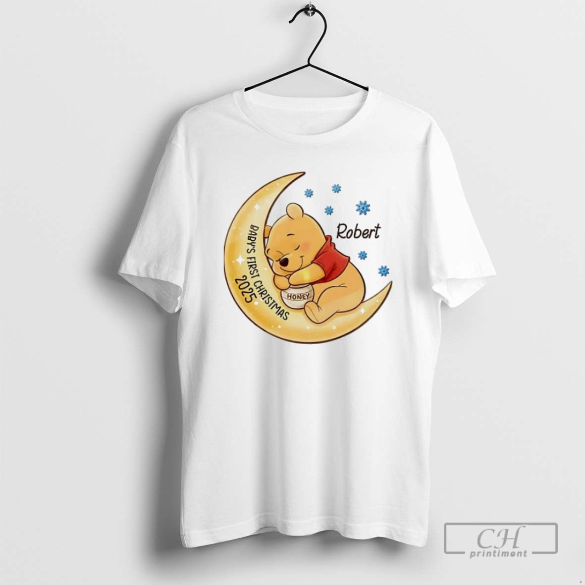 Premium Pooh Babys First Christmas Personalised - Adult & Kids T-Shirts, Sweatshirts & Hoodies apparel design preview 1
