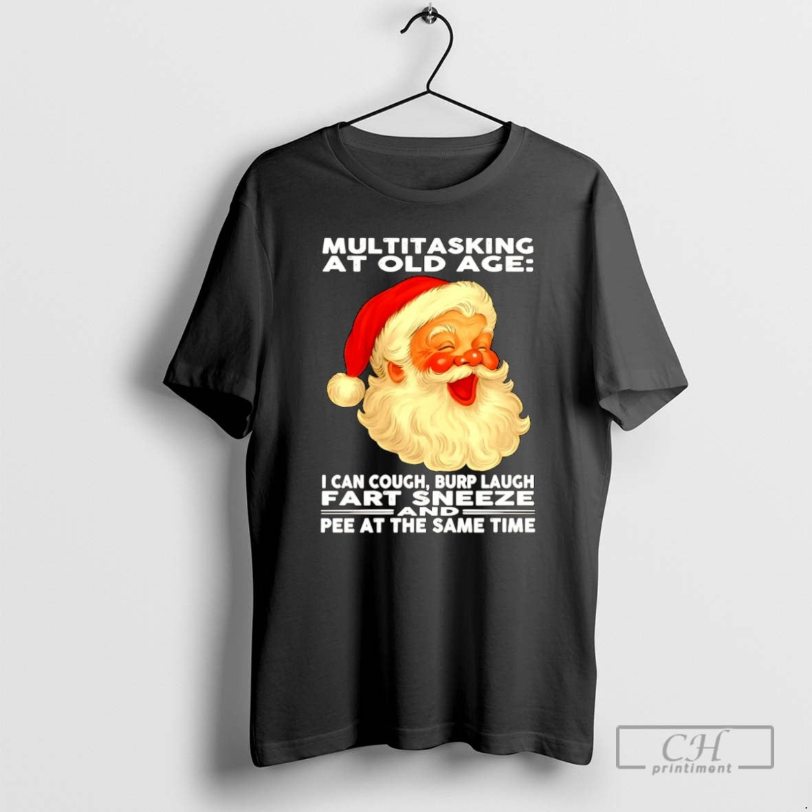 Premium Santa Multitasking At Old Age I Can Cough - Adult & Kids T-Shirts, Sweatshirts & Hoodies apparel design preview 1
