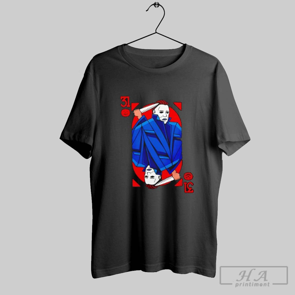 Premium Scary Michael Myers 31 Halloween Horror Card - Adult & Kids T-Shirts, Sweatshirts & Hoodies apparel design preview 1