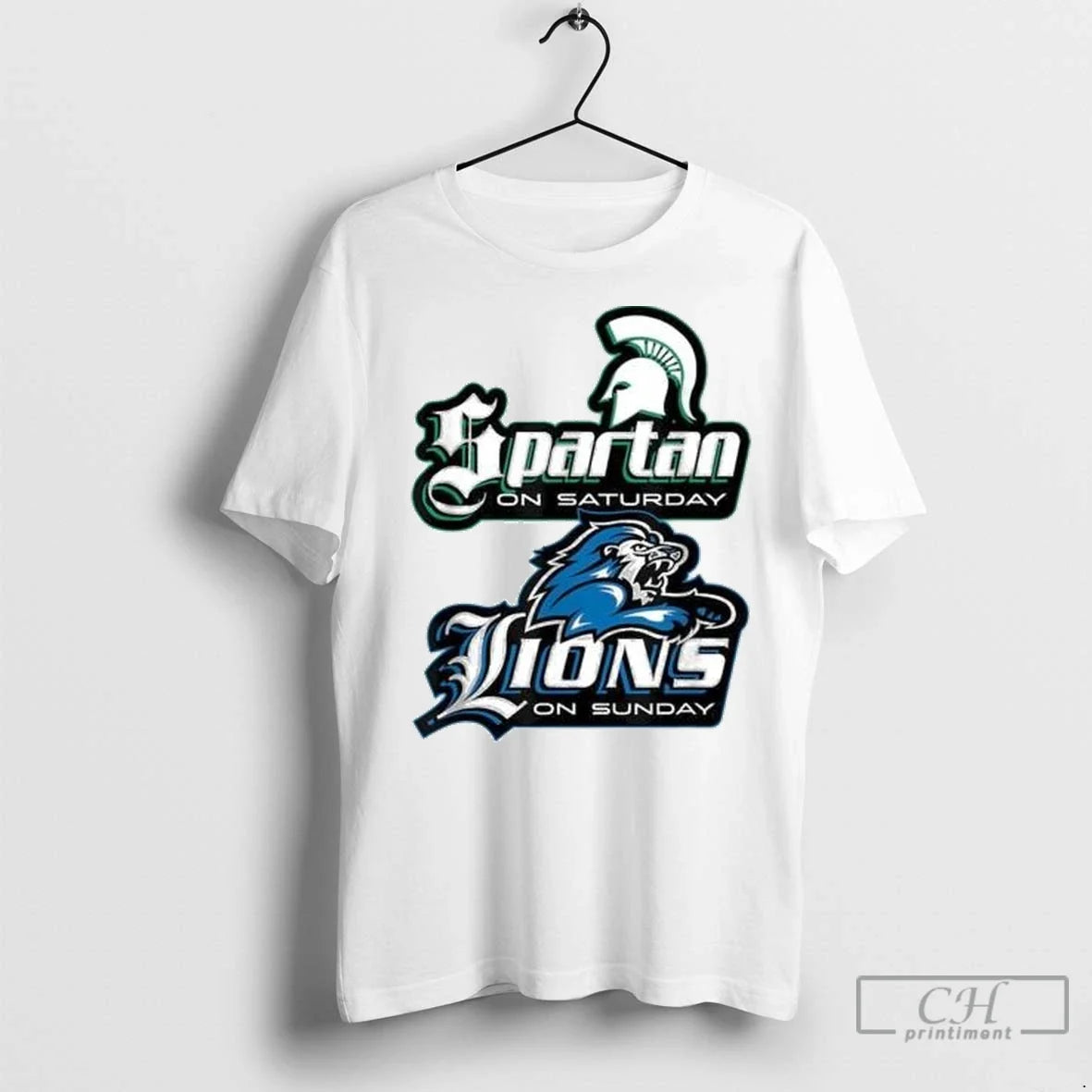 Premium Spartan On Saturday Detroit Lions Sunday - Adult & Kids T-Shirts, Sweatshirts & Hoodies apparel design preview 1