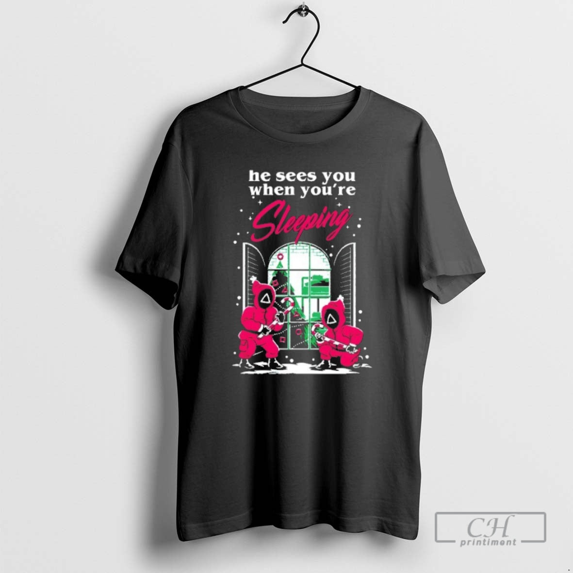 Premium Squid Games He Sees You When Your Sleeping - Adult & Kids T-Shirts, Sweatshirts & Hoodies apparel design preview 1