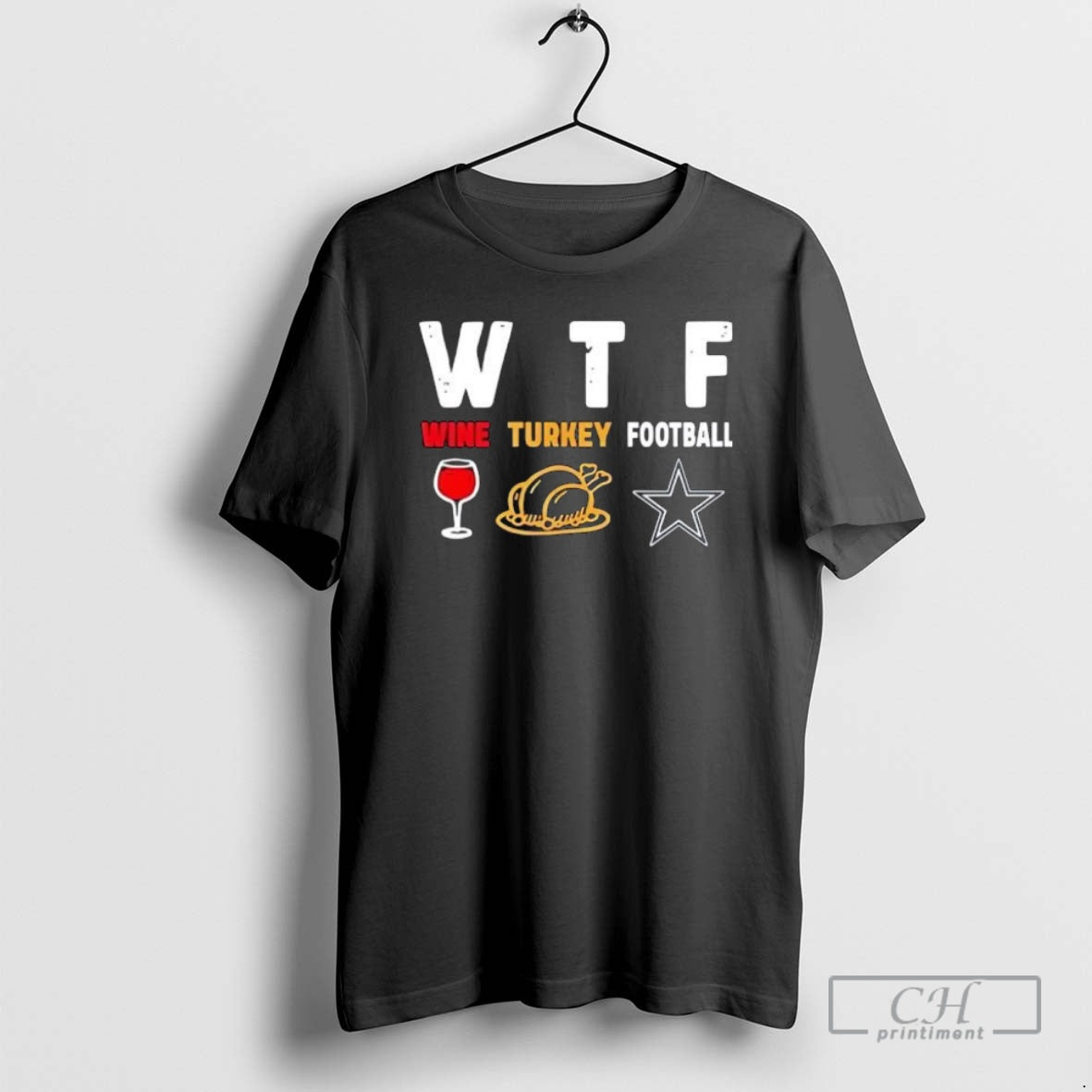Premium Wtf Wine Turkey Dallas Cowboys Football - Adult & Kids T-Shirts, Sweatshirts & Hoodies apparel design preview 1