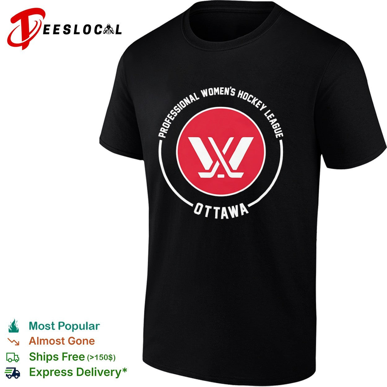 Professional Women's Hockey League Ottawa Logo - Adult & Kids T-Shirts, Sweatshirts & Hoodies apparel design preview 1
