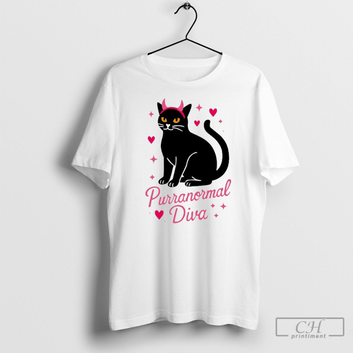 Purranormal Diva Black Cat Horns Heart - Adult & Kids T-Shirts, Sweatshirts & Hoodies apparel design preview 1