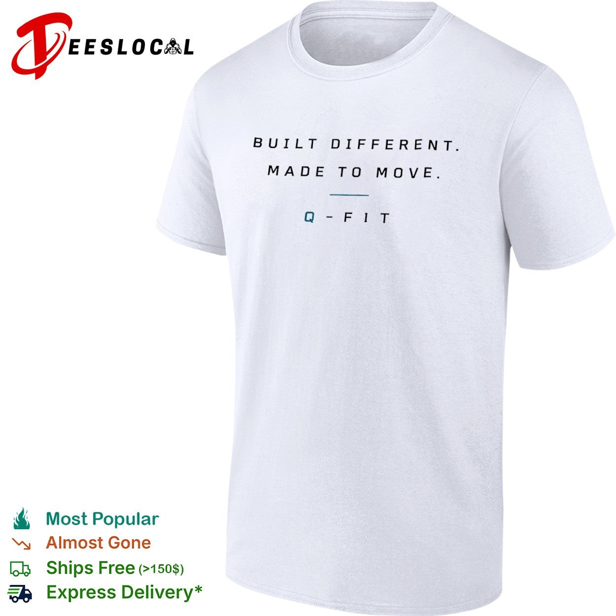 Q Fit built different made to move text - Adult & Kids T-Shirts, Sweatshirts & Hoodies apparel design preview 1