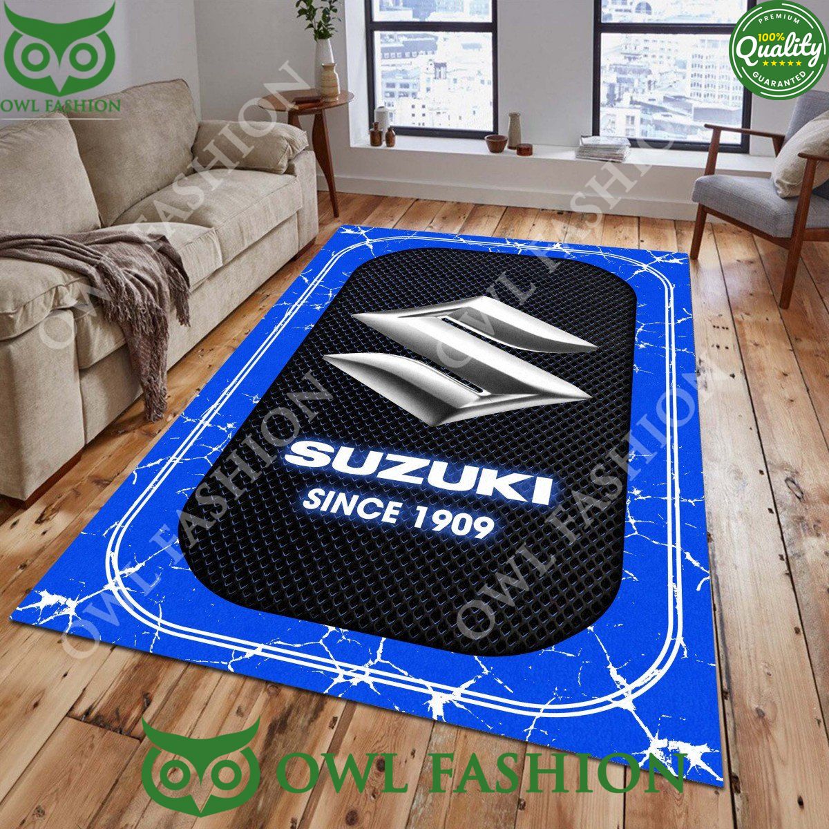 Suzuki Since 1909 Car Brand Rug Carpet Stone Marble - Adult & Kids T-Shirts, Sweatshirts & Hoodies apparel design preview 1