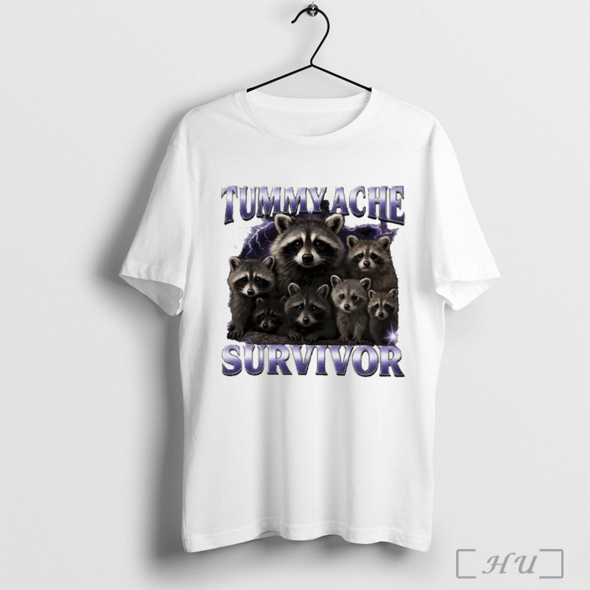 Raccoon Tummy Ache Survivor - Adult & Kids T-Shirts, Sweatshirts & Hoodies apparel design preview 1