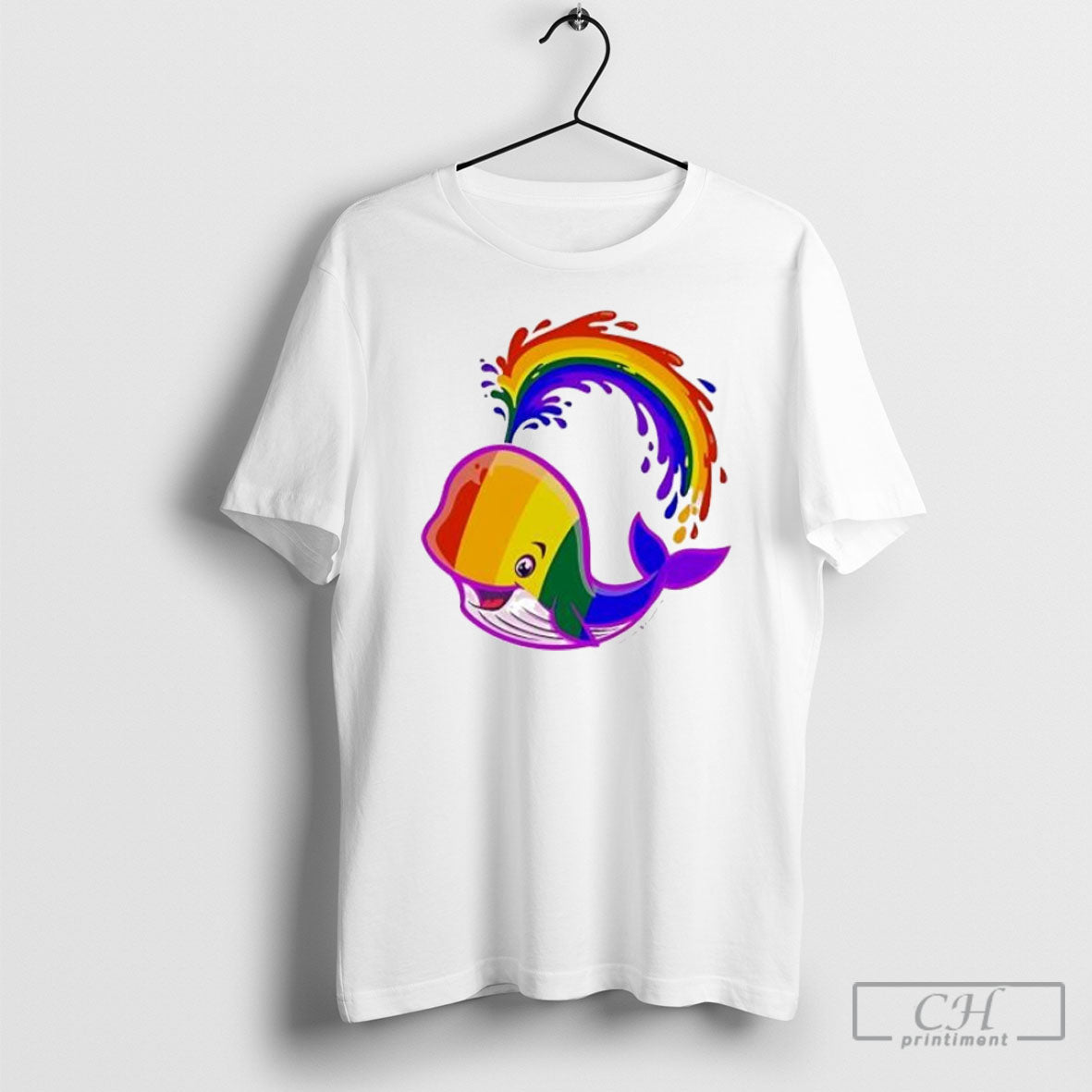 Rainbow Whale Lgbtq Pride Posters White - Adult & Kids T-Shirts, Sweatshirts & Hoodies apparel design preview 1