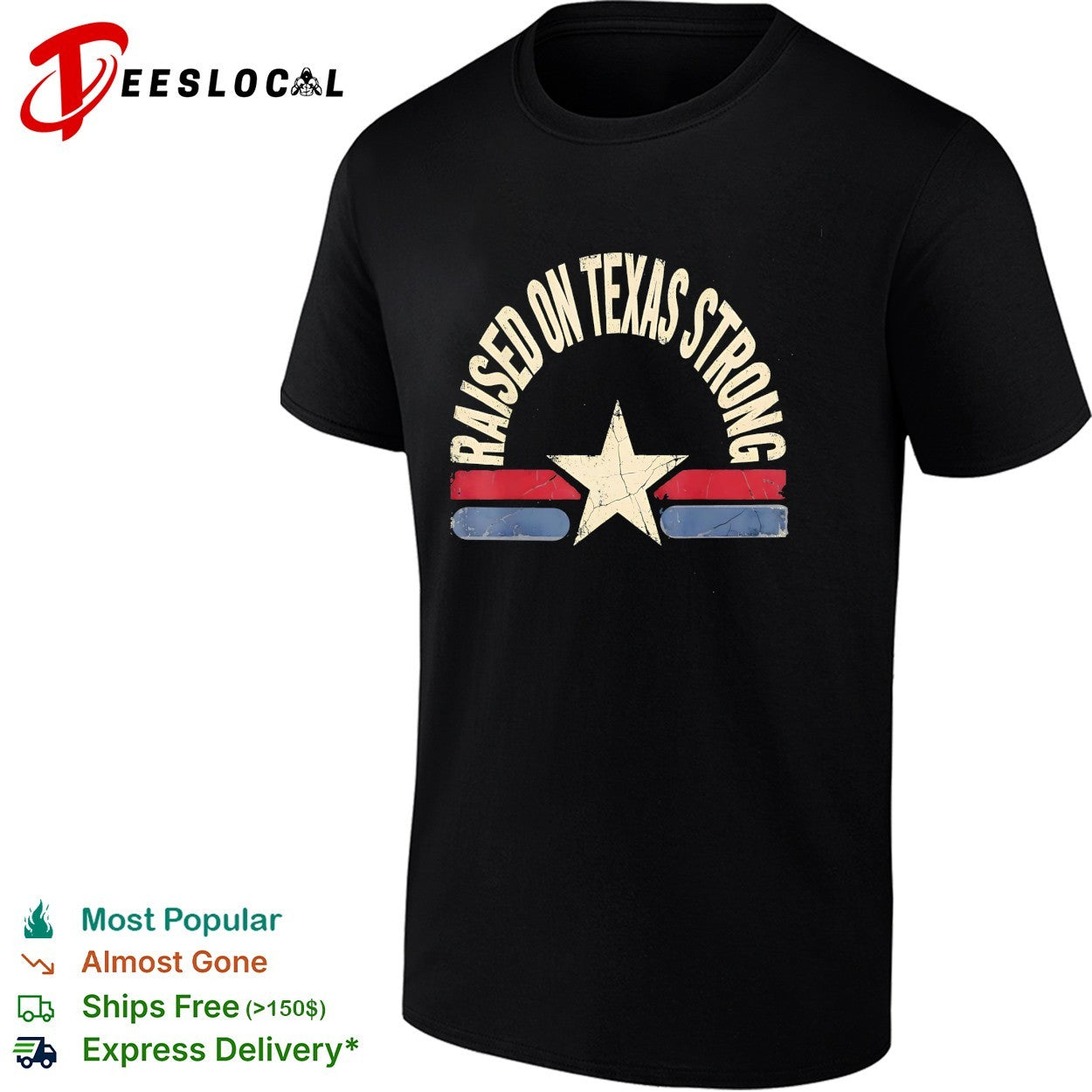 Raised on Texas strong lone star - Adult & Kids T-Shirts, Sweatshirts & Hoodies apparel design preview 1