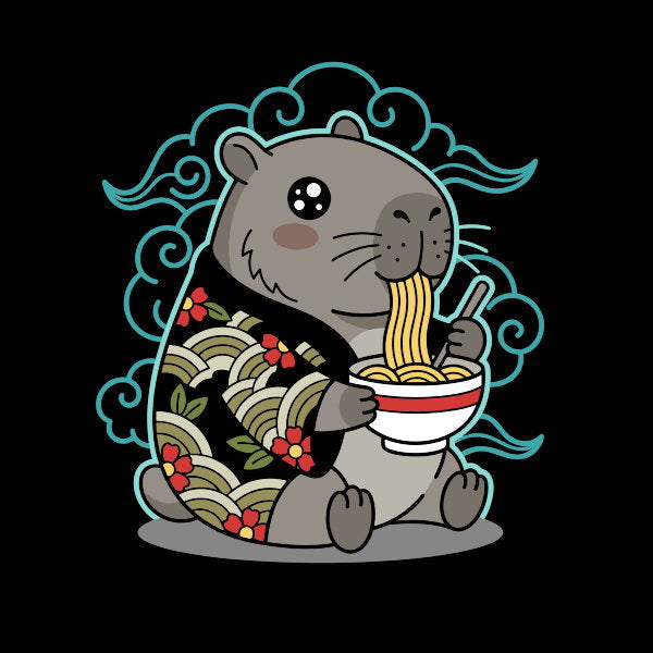 Ramen Capybara Kawaii Japanese - Adult & Kids T-Shirts, Sweatshirts & Hoodies apparel design preview 1