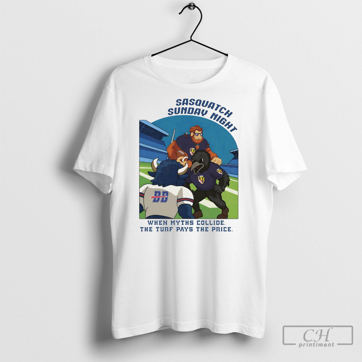 Ravens Sasquatch Sunday Night When Myths Collide The - Adult & Kids T-Shirts, Sweatshirts & Hoodies apparel design preview 1
