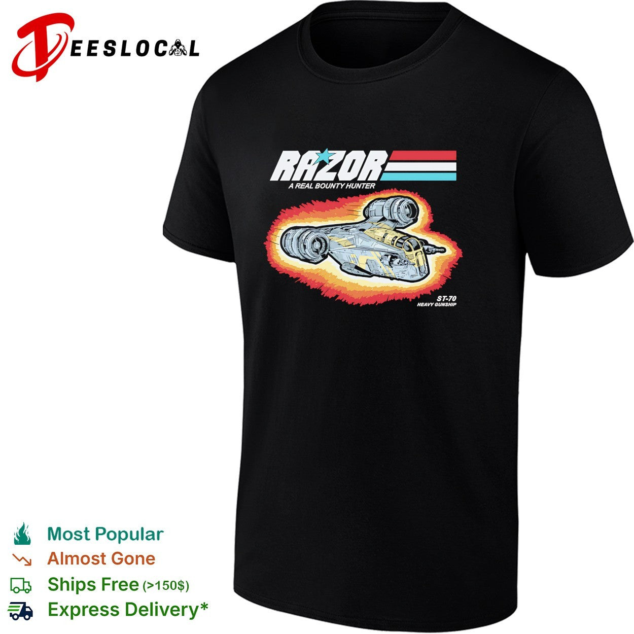 Razor a real bounty hunter ST 70 heavy gunship GI Joe - Adult & Kids T-Shirts, Sweatshirts & Hoodies apparel design preview 1