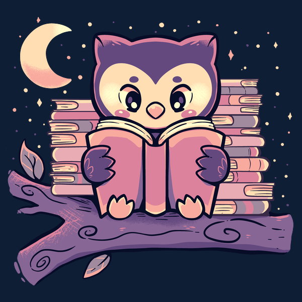 Reading Owl Night - Adult & Kids T-Shirts, Sweatshirts & Hoodies apparel design preview 1