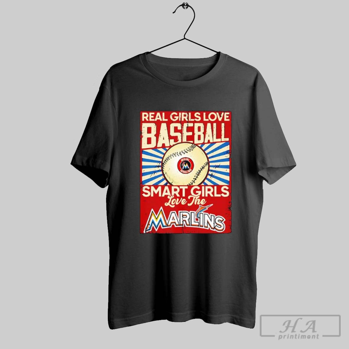 Real Girls Love Baseball Smart The Miami Marlins - Adult & Kids T-Shirts, Sweatshirts & Hoodies apparel design preview 1