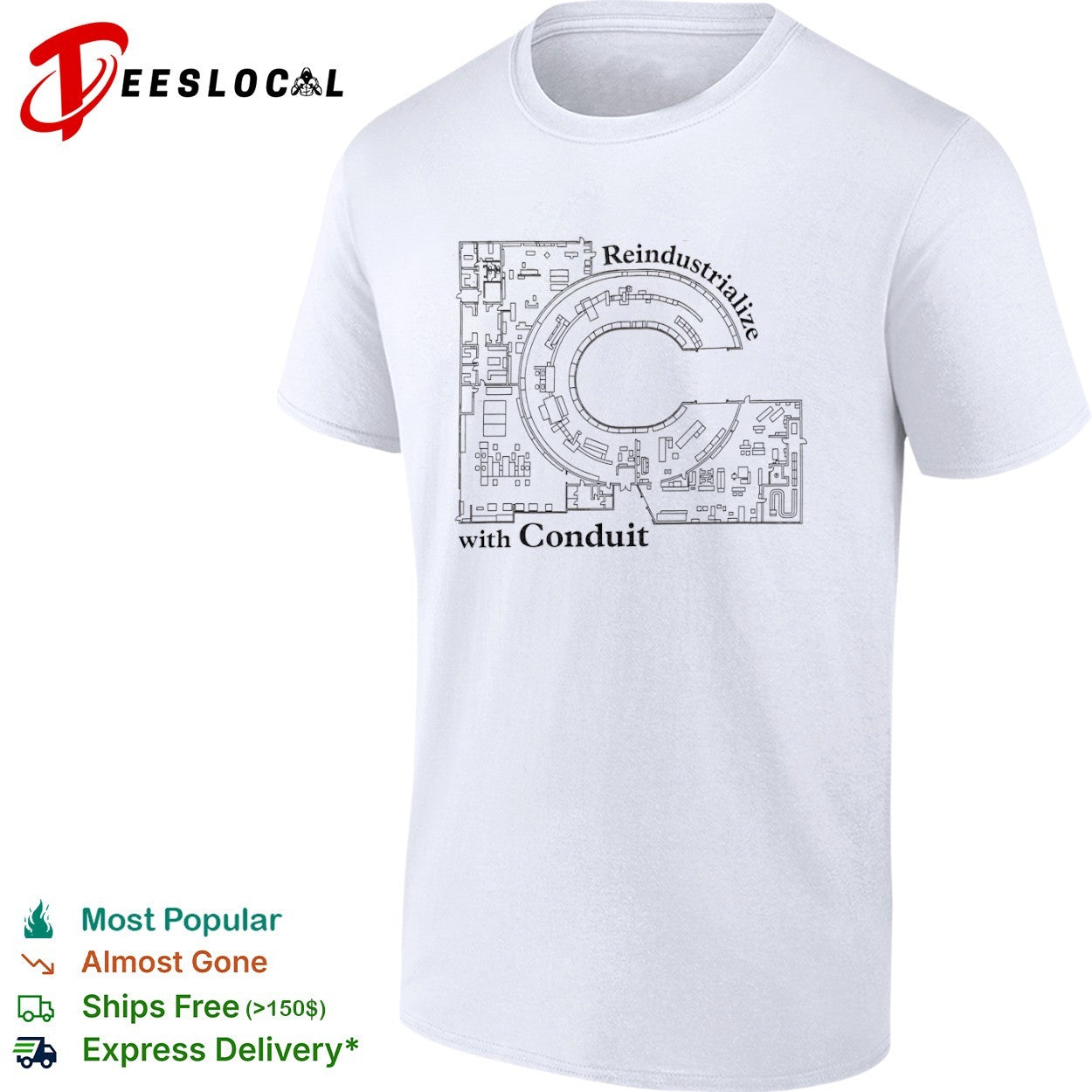 Reindustrialize with Conduit Floor Plan - Adult & Kids T-Shirts, Sweatshirts & Hoodies apparel design preview 1
