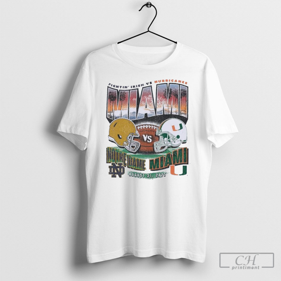 Retro Miami 2025 Gameday Notre Dame Vs Football - Adult & Kids T-Shirts, Sweatshirts & Hoodies apparel design preview 1