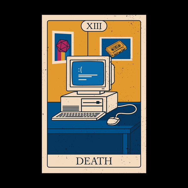 Retro Tech Tarot Death Card - Adult & Kids T-Shirts, Sweatshirts & Hoodies apparel design preview 1