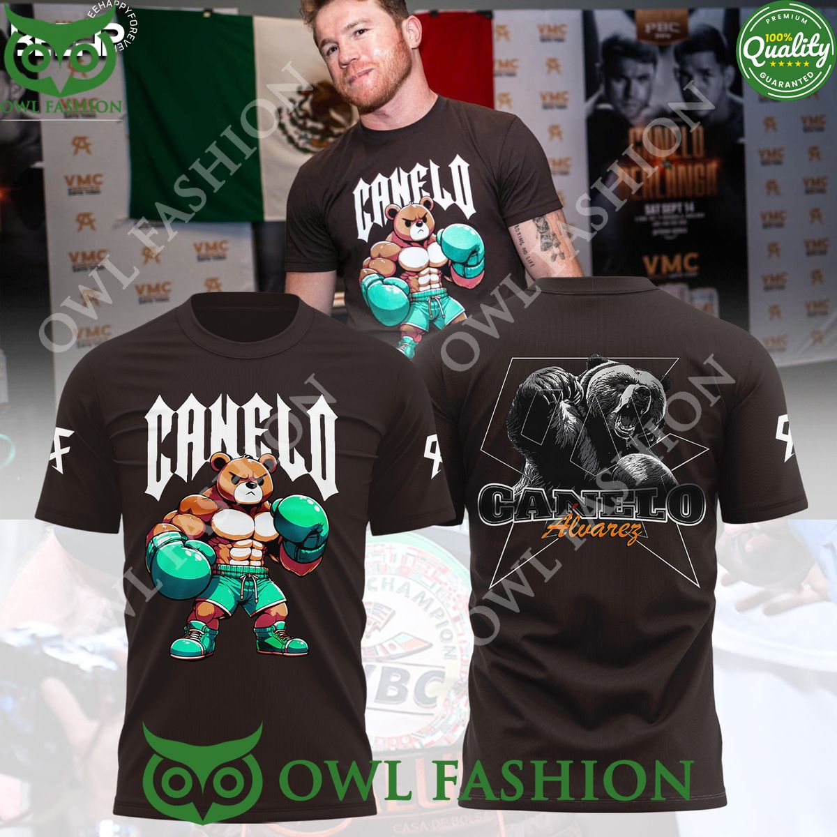 Canelo Alvarez boxing bear world champion 3d - Adult & Kids T-Shirts, Sweatshirts & Hoodies apparel design preview 1