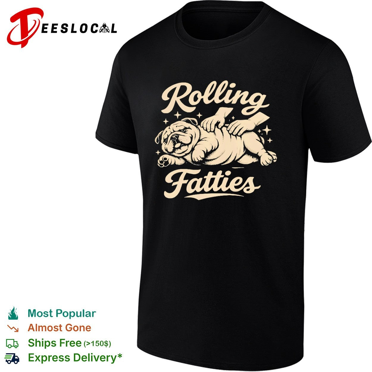 Rolling Fatties Bulldog Massage dog - Adult & Kids T-Shirts, Sweatshirts & Hoodies apparel design preview 1