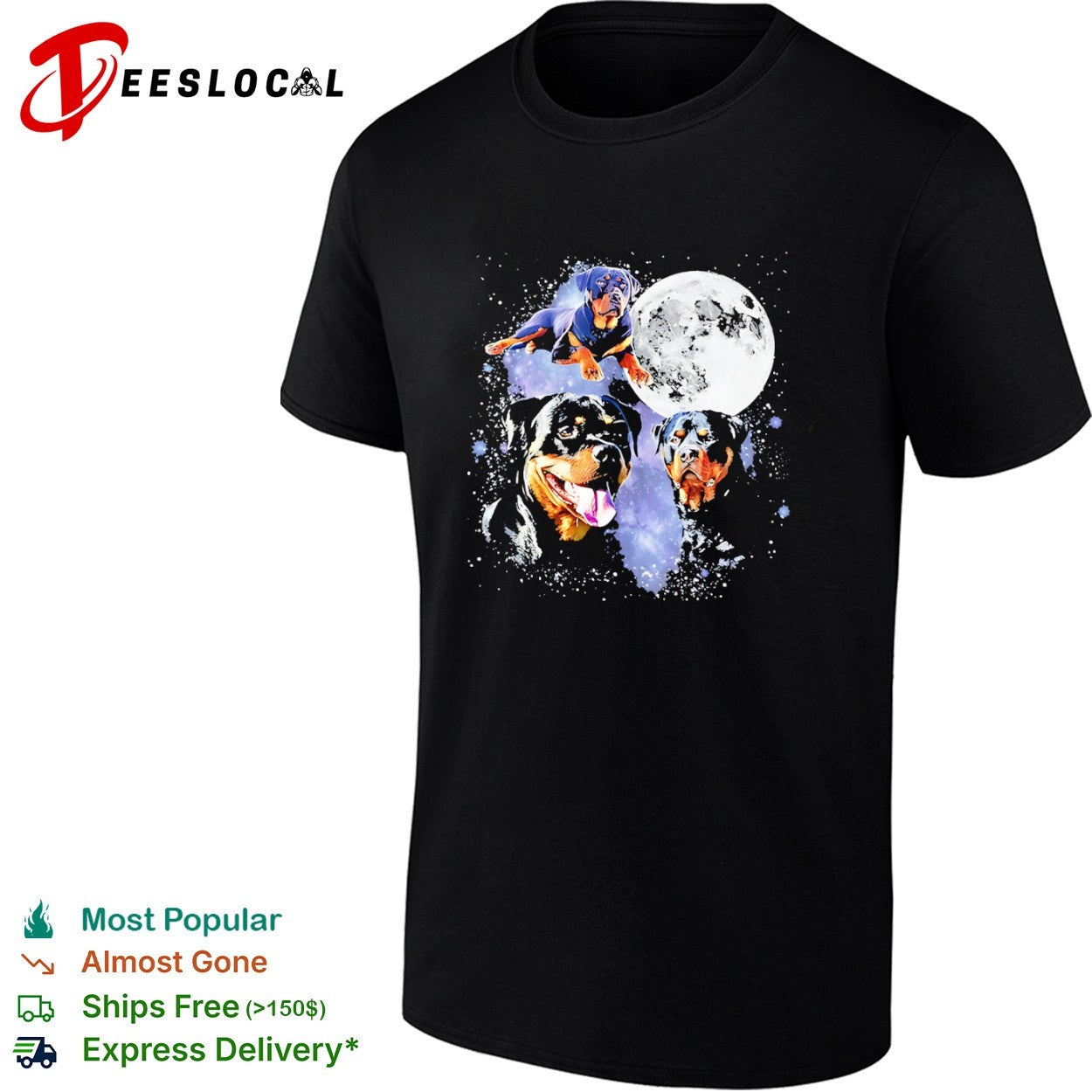Rottweiler Galaxy Moon Space Celestial Dog Breed - Adult & Kids T-Shirts, Sweatshirts & Hoodies apparel design preview 1