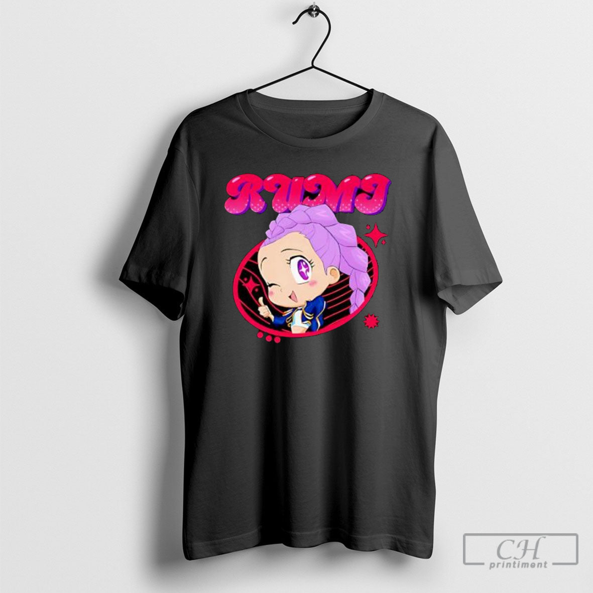 Rumi Cute Purple Braided Hair Anime Thumbs Up Graphic - Adult & Kids T-Shirts, Sweatshirts & Hoodies apparel design preview 1