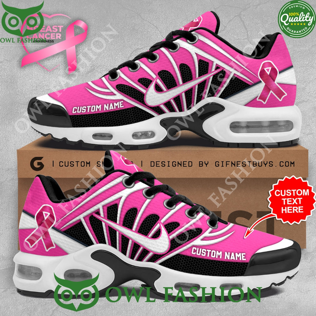Personalized Breast Cancer Awareness Pink Air Max - Adult & Kids T-Shirts, Sweatshirts & Hoodies apparel design preview 1