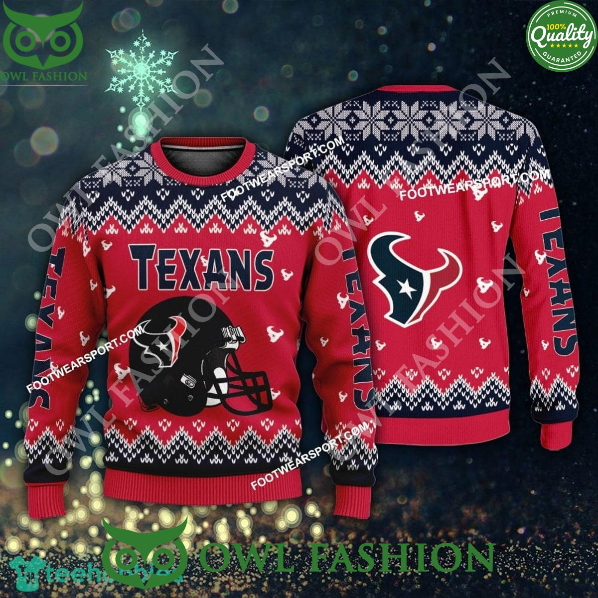 Logo Pattern Helmet Houston Texans Ugly Sweater for - Adult & Kids T-Shirts, Sweatshirts & Hoodies apparel design preview 1